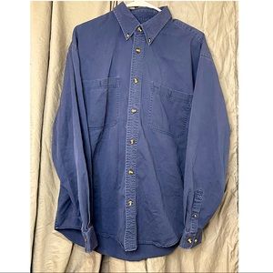 Custom B Wear Navy Blue Cotton Button Up Large